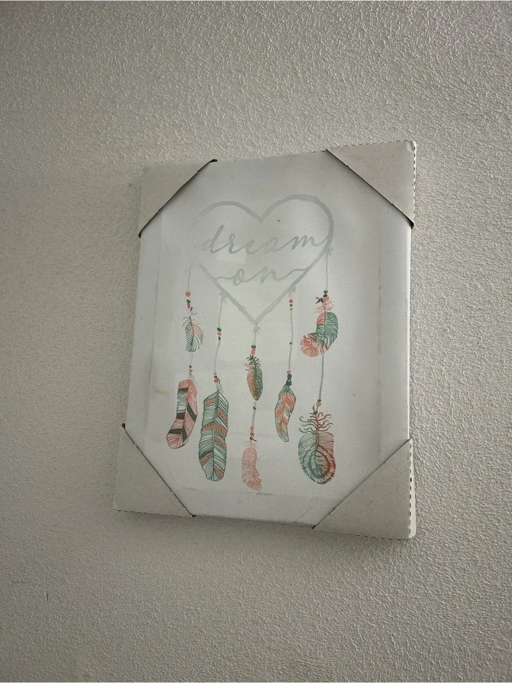 Dream On dream catcher Feather Wall Art - Mint and Coral